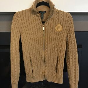 NWOT Ralph Lauren cable knit zip up sweater